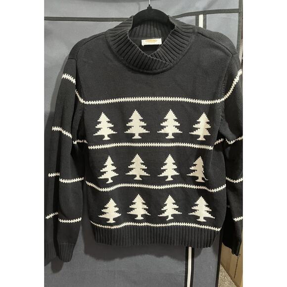 Talbots Black and White Winter Sweater-Sz.M -100% Cotton-AMAZING CONDITION - Picture 1 of 4